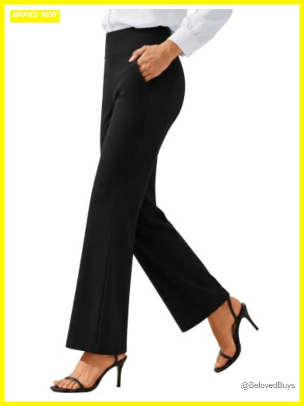 Womens Dress Pants Wide Leg Stretchy Work Slacks High Waist Pull On Trousers